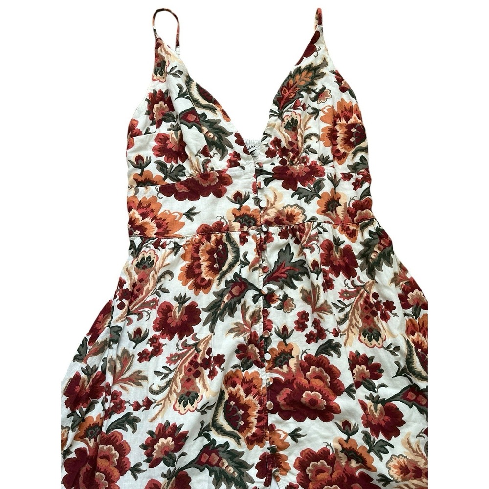 Abercrombie & Fitch Floral Linen Blend Maxi Dress Tiered Button Front, Large P - Picture 4 of 7
